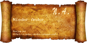 Nieder Andor névjegykártya